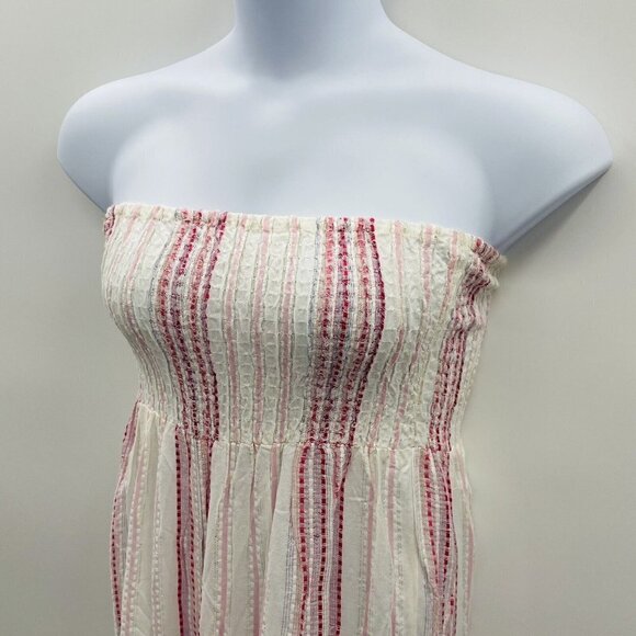 Raviya Womens Sz Medium Smocked-Top Jumpsuit Swimsuit Cover-Up in Pink White $58 - Picture 3 of 9